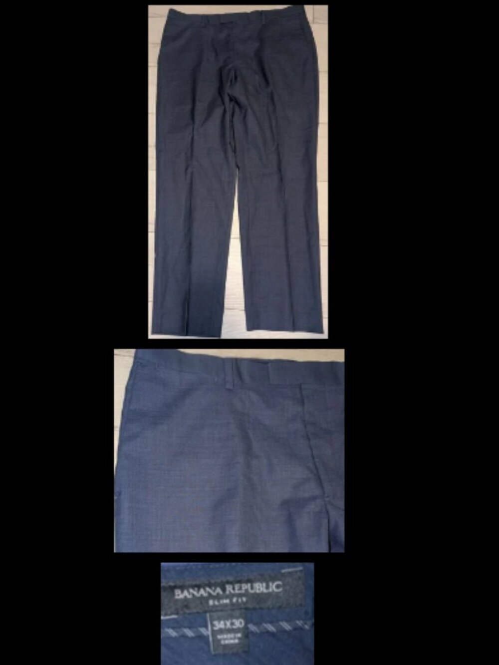 Banana Republic Slim Fit Dark Gray Mens Dress Pants Size 34 x 30